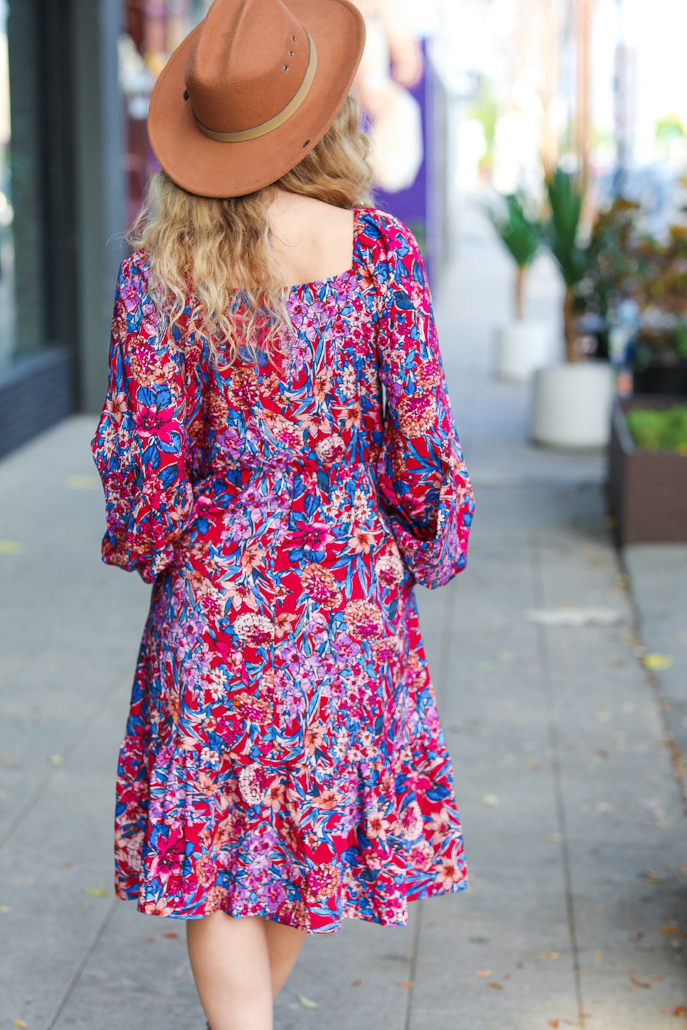 Take The Leap Magenta Floral Print Midi Dress - Sybaritic Bags & Clothing