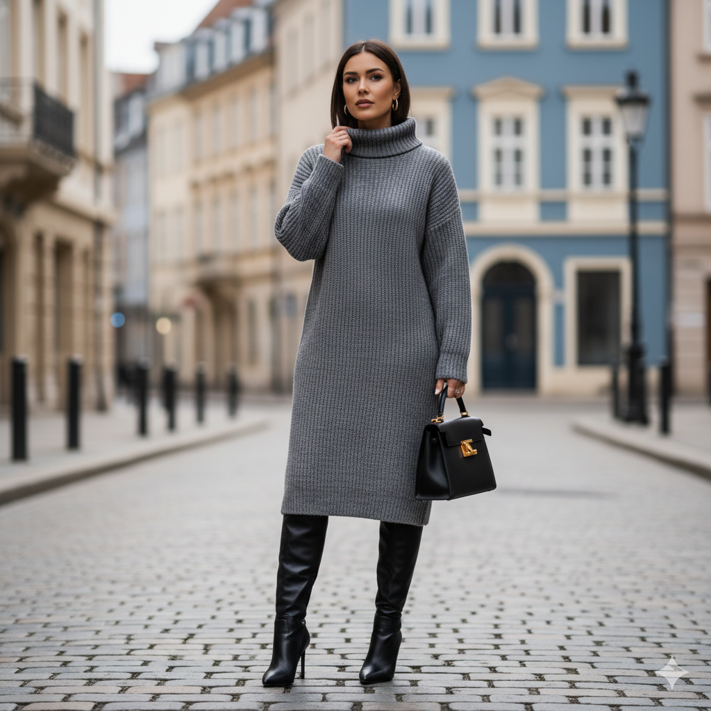 How to Style Midi Sweater Dress: 15+ Cozy Outfit Ideas