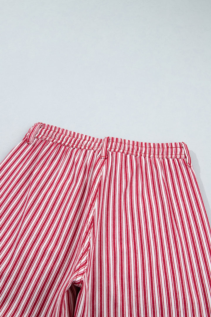 Red Stripe Drawstring Casual Loose Pants