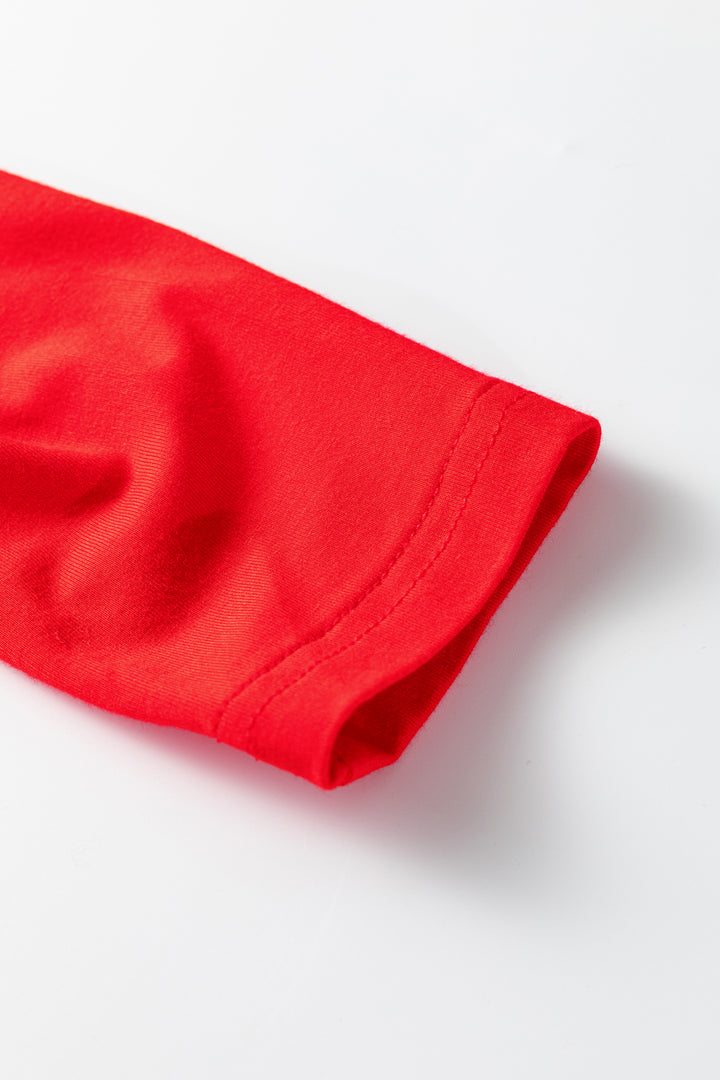 Fiery Red Foldover Off Shoulder Long Sleeve Slim Top