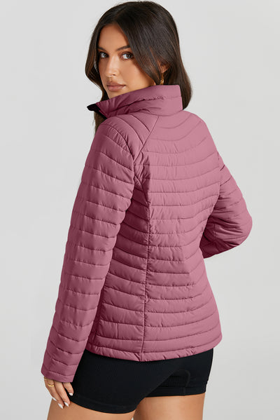 Myosotis Solid Color Quilted Zip-up Puffer Jacket