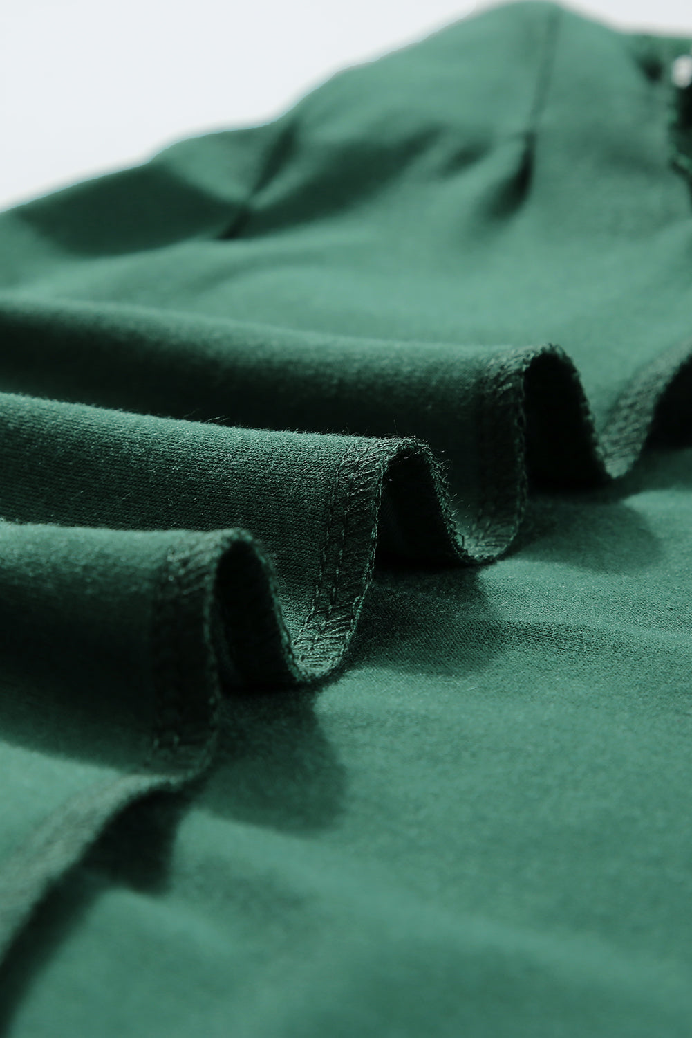 Blackish Green Seamed Detail Contrast Lace Raglan Sleeve Tee