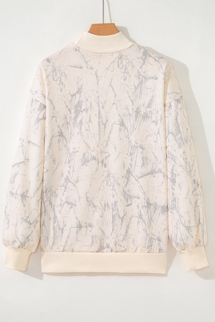 Khaki Camo Mock Neck Baggy Sweatshirt