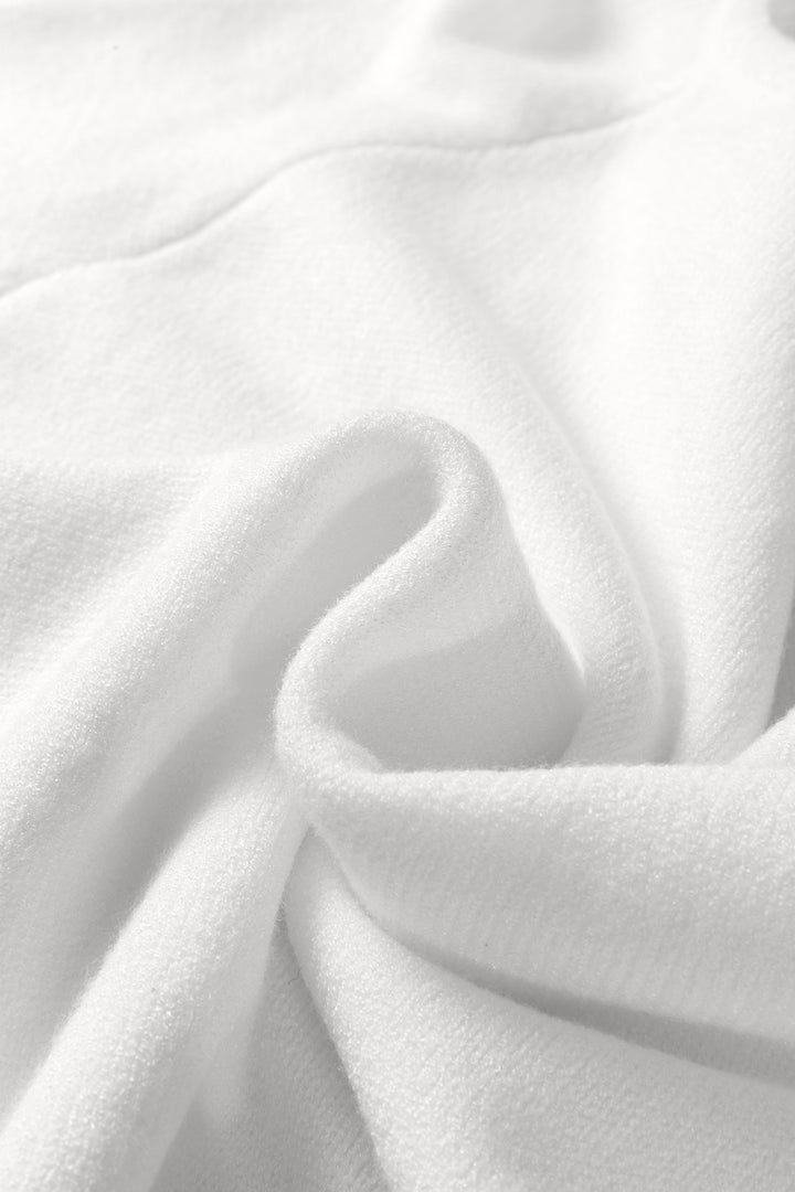 White Solid Color Knit Loose Bracelet Sleeve Dolman Sweater