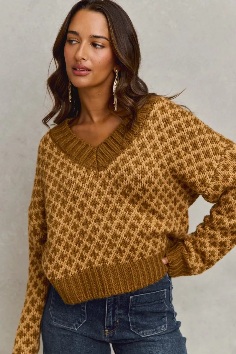 Chestnut Diamond Knit Sweater