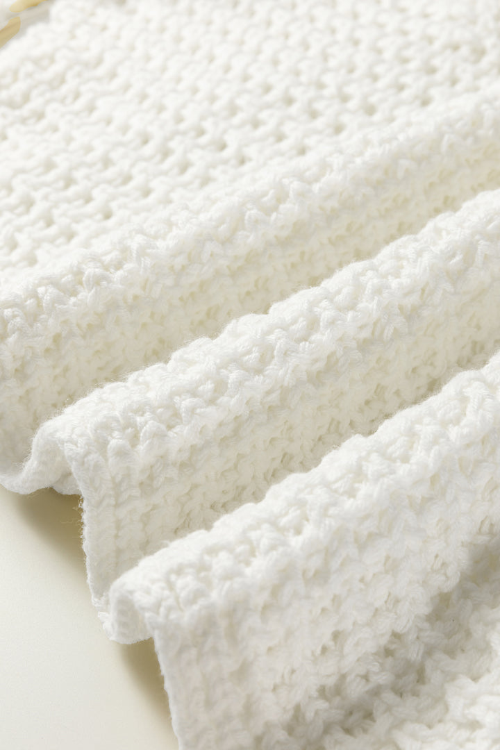 Camel Hollowed Detail Wide Sleeve Loose Pullover Sweater