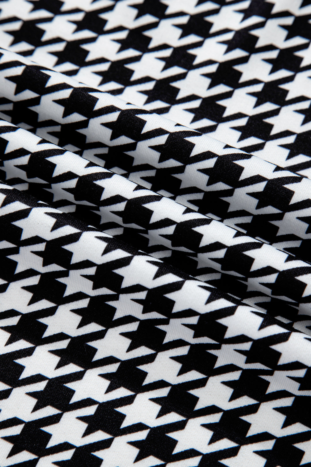 Black Houndstooth Print Open Front Long Dolman Kimonos