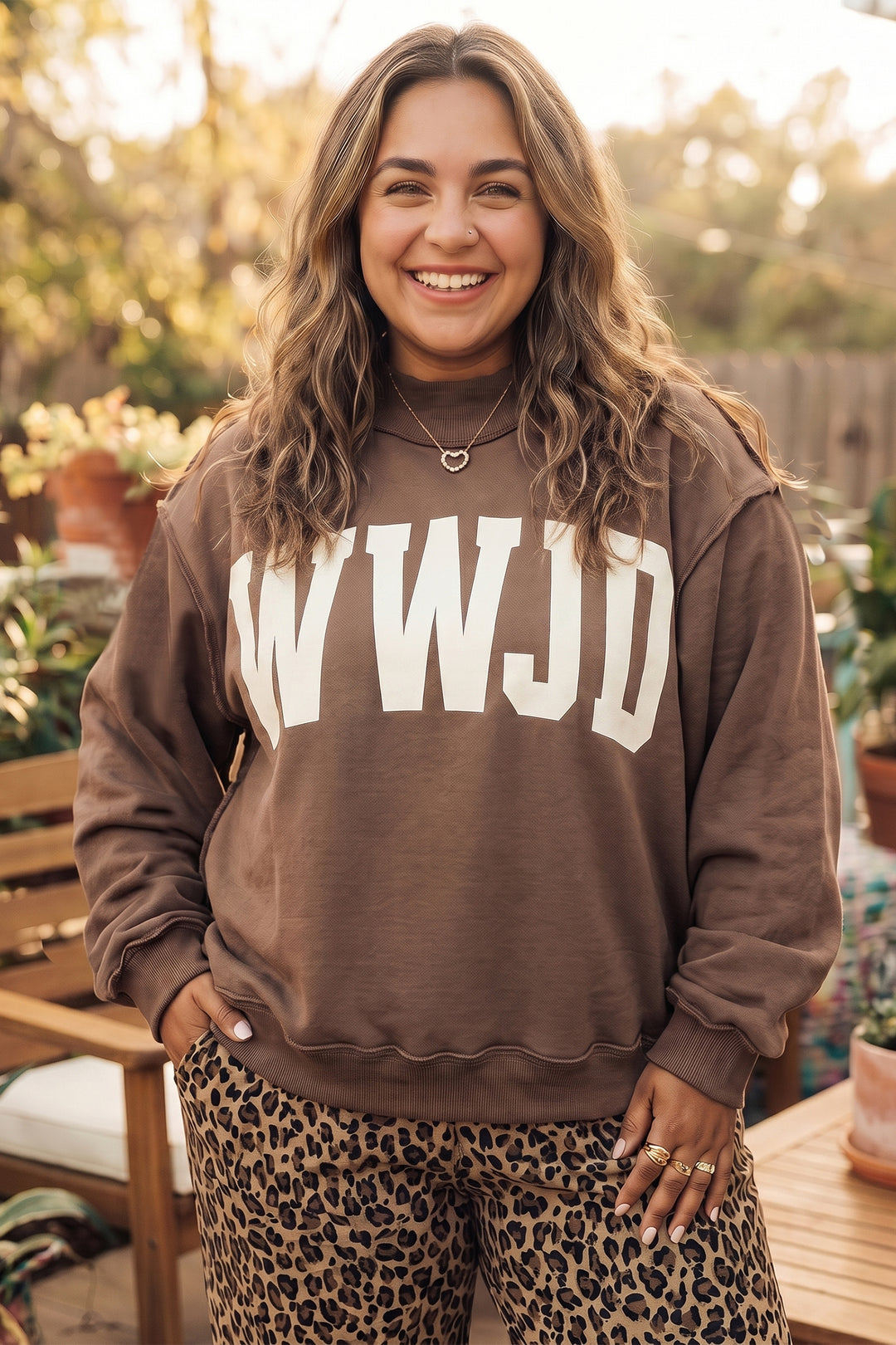 Coffee Letter Print Oversized Loose Fit Long Sleeve Plus Size Sweatshirt