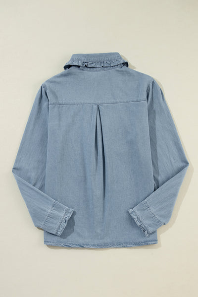 Dusk Blue Turn-down Collar Chambray Shirt