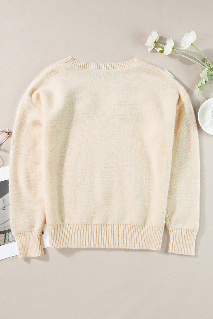 Tiana Pattern Ribbed Edge Sweater