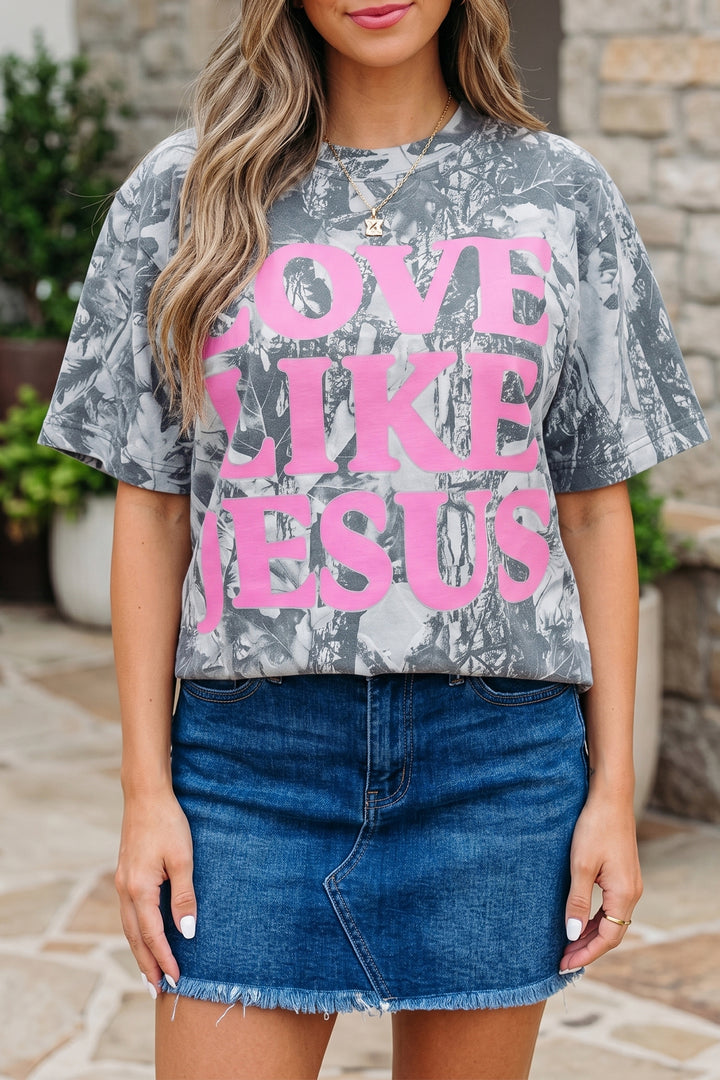 Beige Camo Woodland LOVE LIKE JESUS Casual Tee