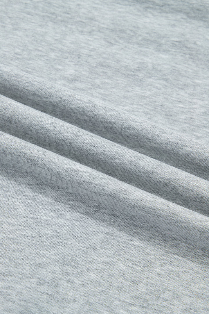 Light Grey Exposed Seam Mock Neck Letter Embroidered Loose Sweatshirt