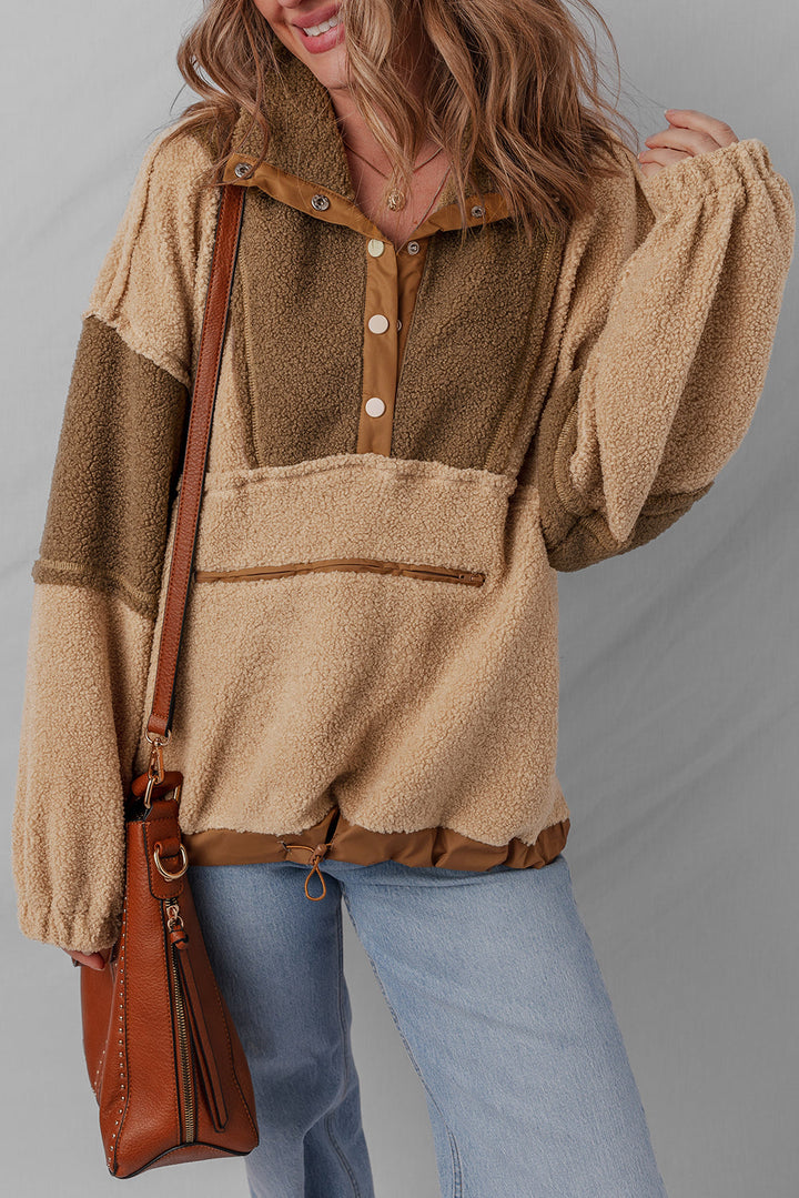 Adaline Patchwork Half Sherpa Sweatshirt