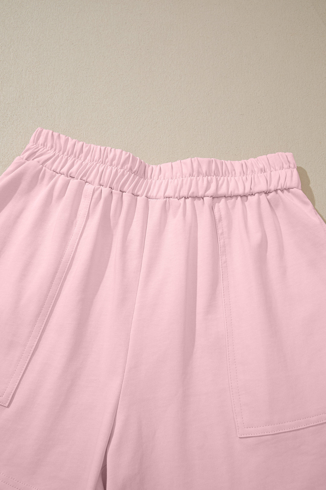 Mist Blue Stitched Detail Loose Tank Top 2pcs Short Set