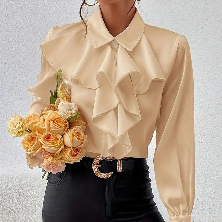Women’s Ruffled Collared Blouse | Long Sleeve Dressy Work Top