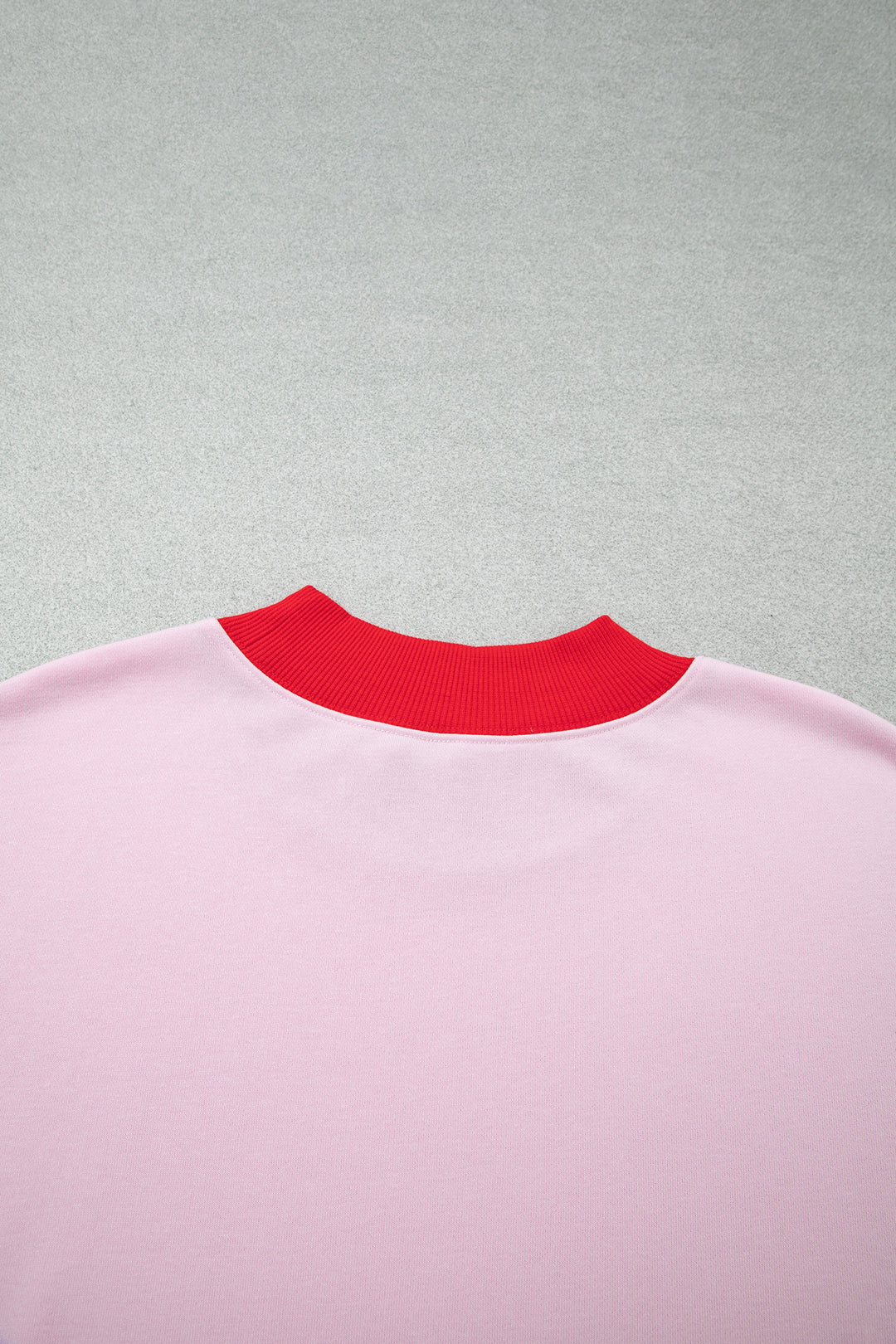 Pink Color Block Contrast Trim Plus Size Sweatshirt