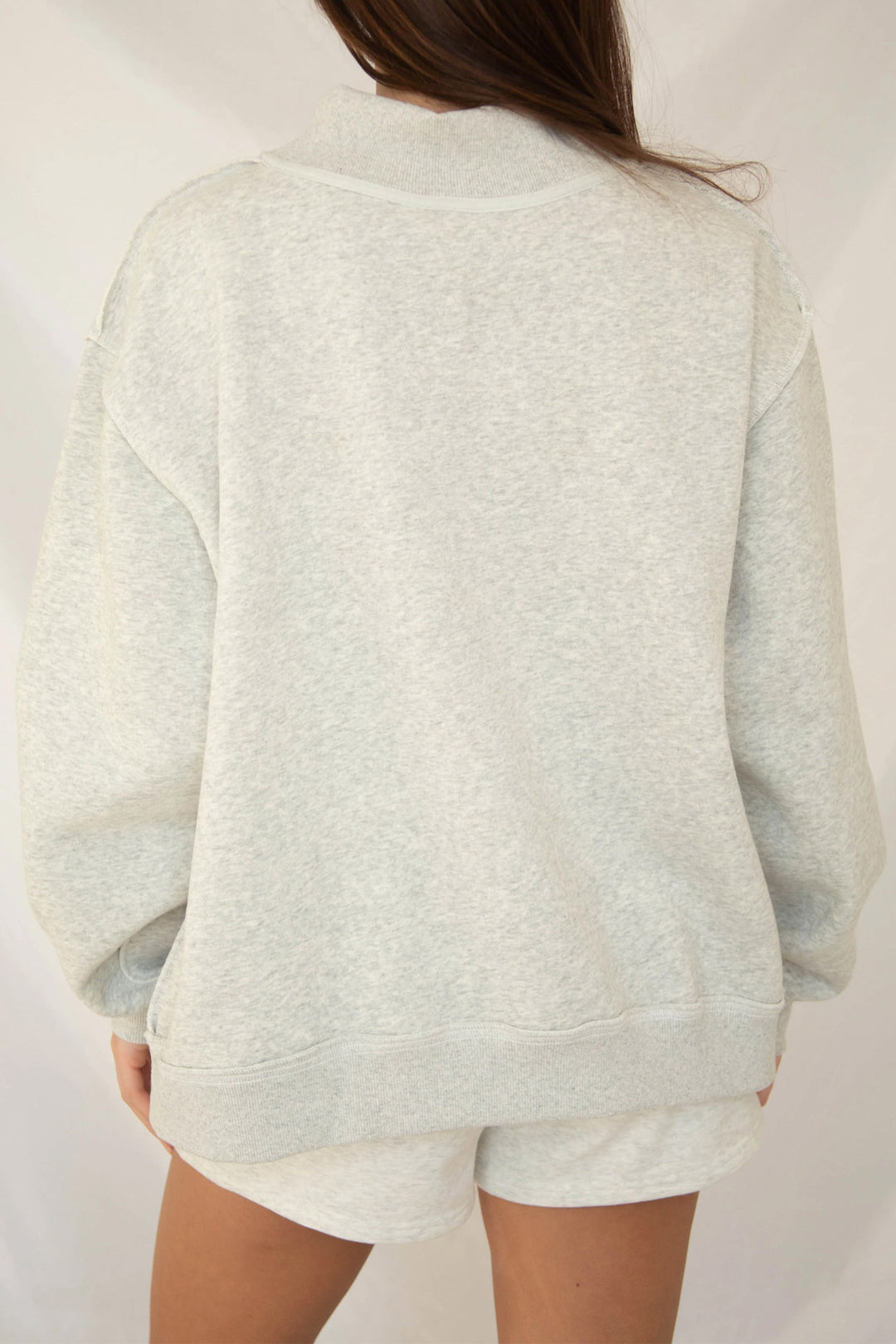 Light Grey Polka Dot Letter Print Loose Fit Long Sleeve Plus Size Sweatshirt