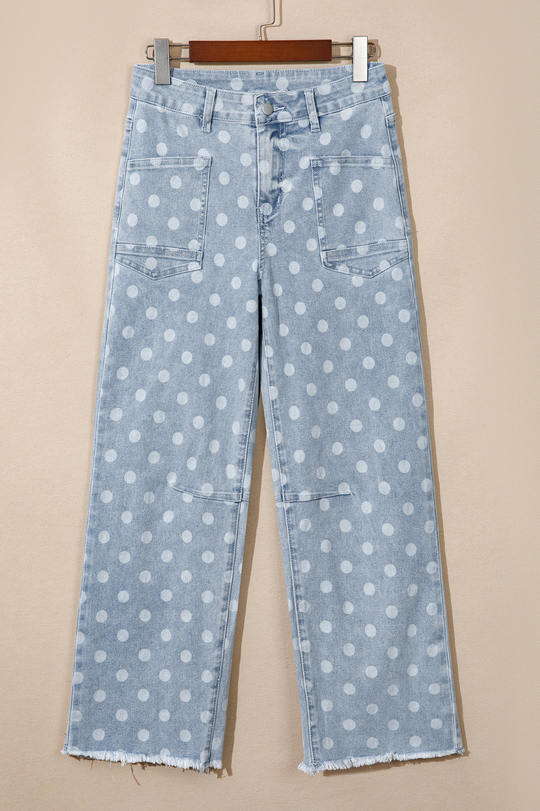 Sky Blue Polka Dot Casual Slim Fit Jeans