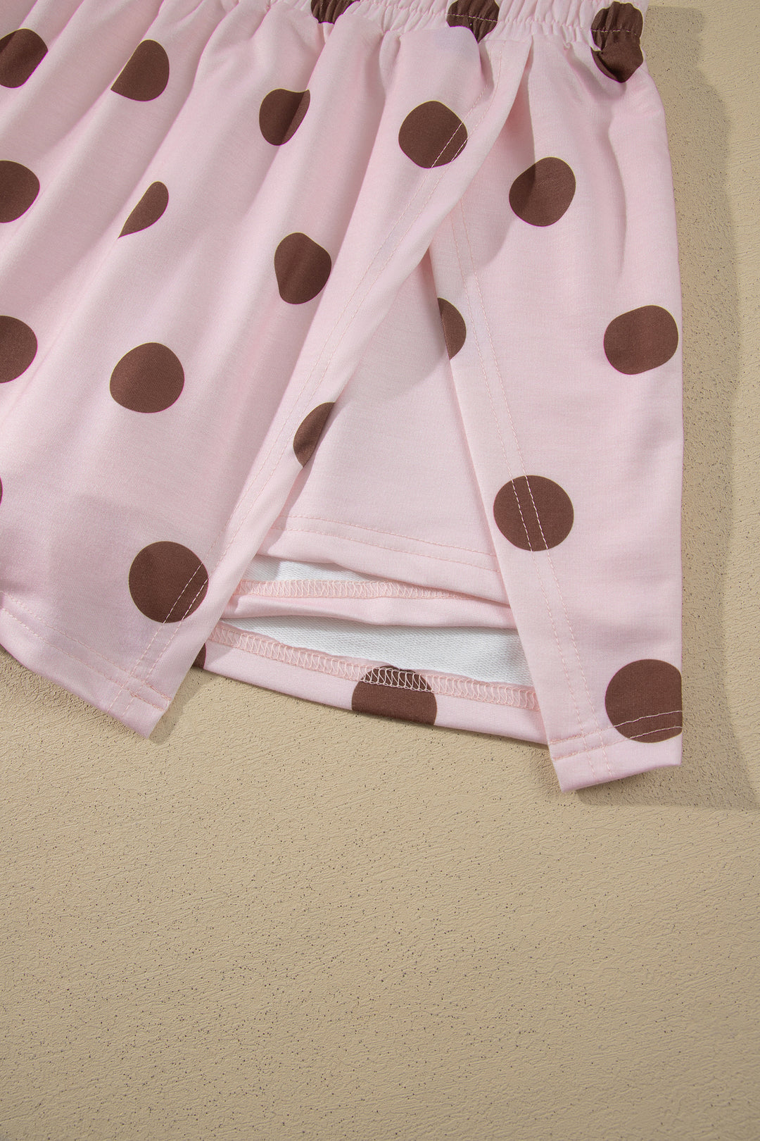 Brown Polka Dot Two Piece Set Long Sleeve Casual Skirt Set