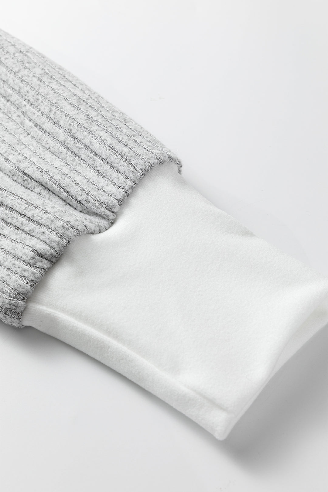 Gray Leopard Print Colorblock Patchwork Ribbed Knit Top