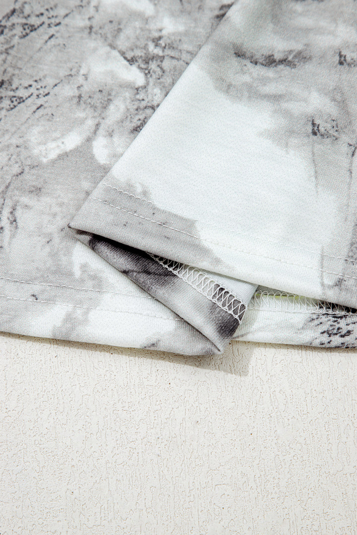 Gray Abstract Woodland Print Slim Fitted T Shirt