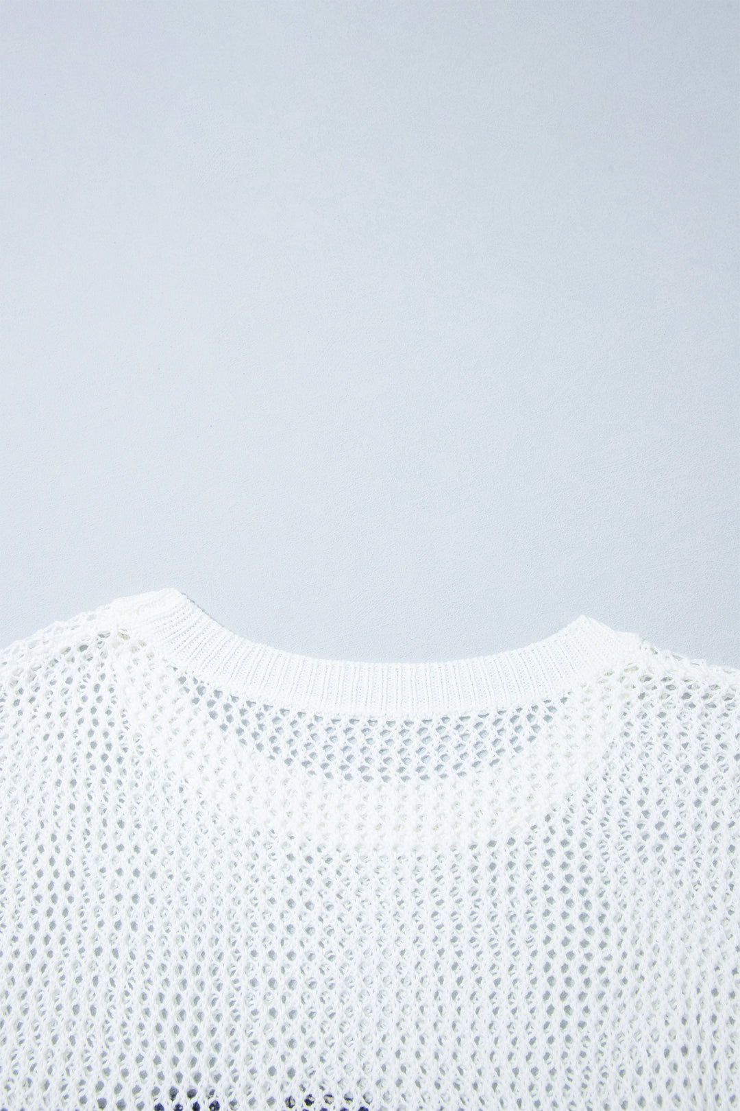 White Chenille BEACH Lettering Hollow Out Knit Casual Sweater