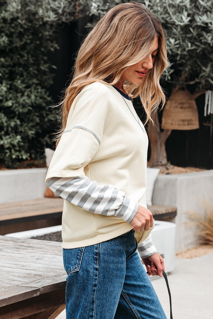 Ashley Striped Long Sleeve Two-in-one Top
