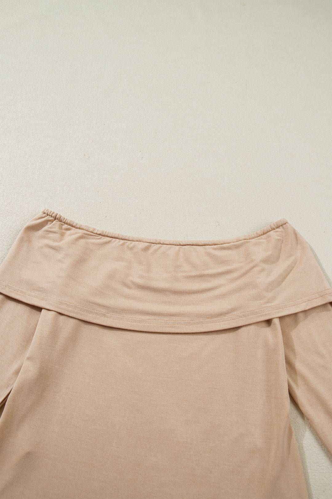 Smoke Gray Foldover Off Shoulder Long Sleeve Slim Top