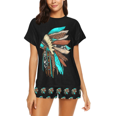 Indian Headdress Women's Western Short and Top Pajama Set