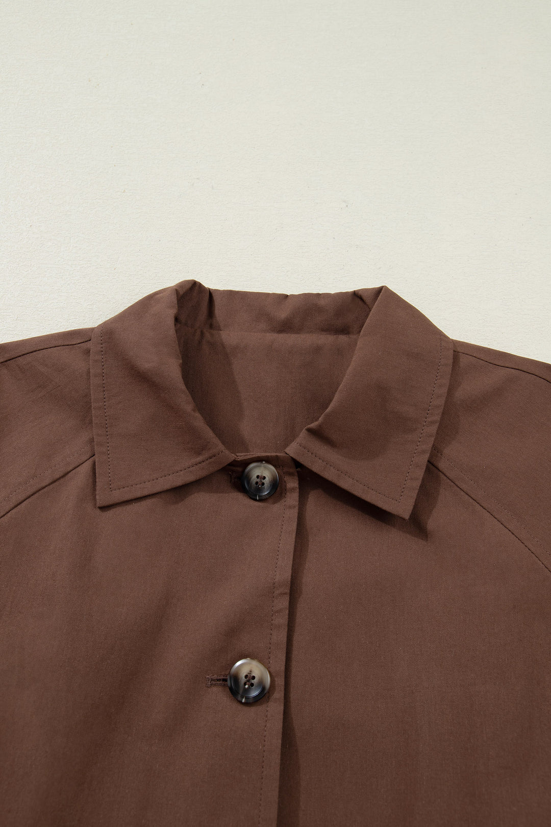 Dark Brown Collared Buttoned Leopard Liner Patchwork Chic Jacket