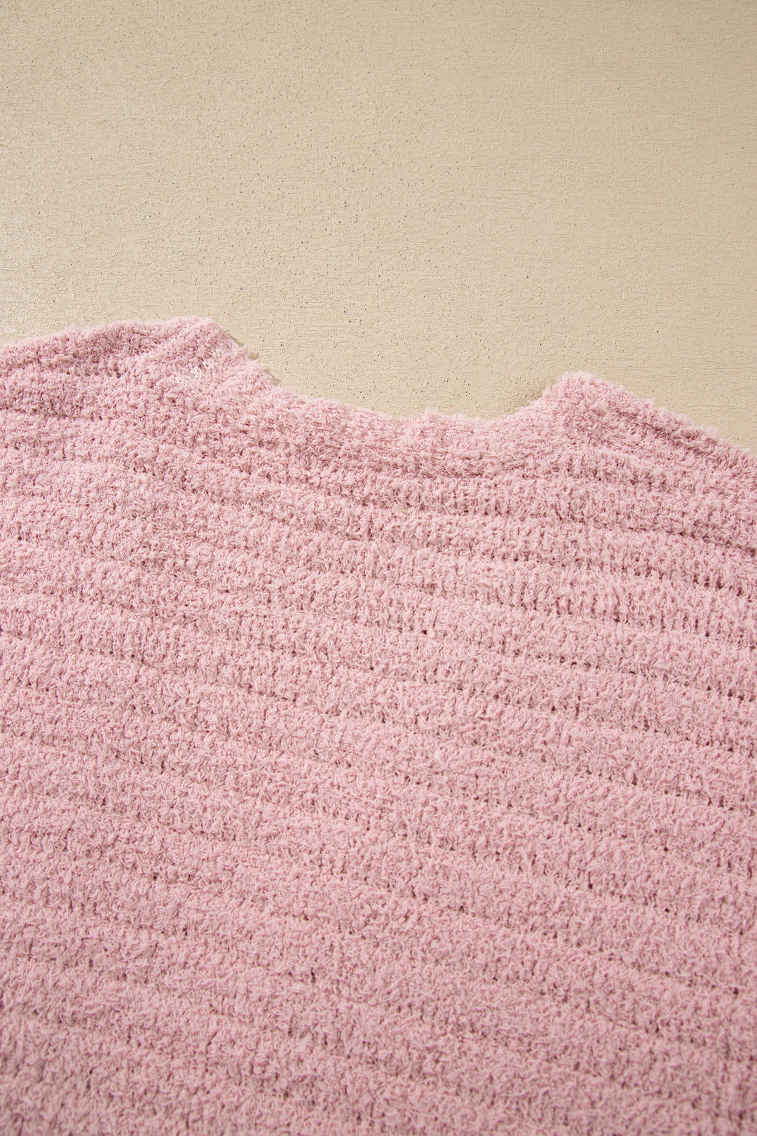 Light Pink Open Front Soft Fuzzy Ribbed Sweater Cardigan