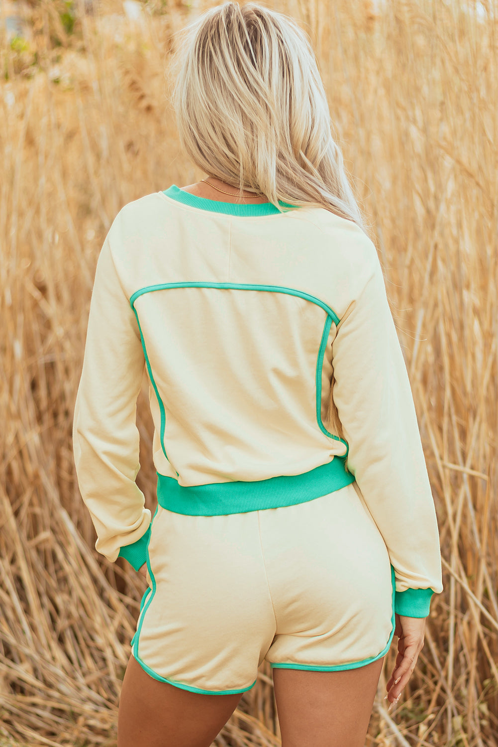 Wren Long Sleeve Pullover and Drawstring Shorts Outfit