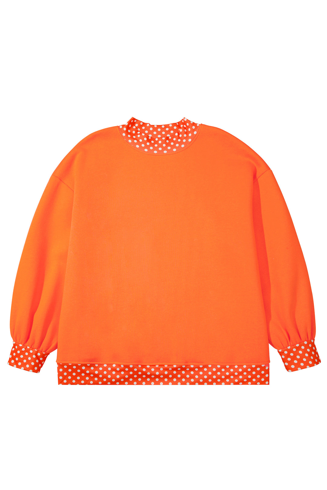 Orange Polka Dot Patchwork Round Neck Plus Size Sweatshirt
