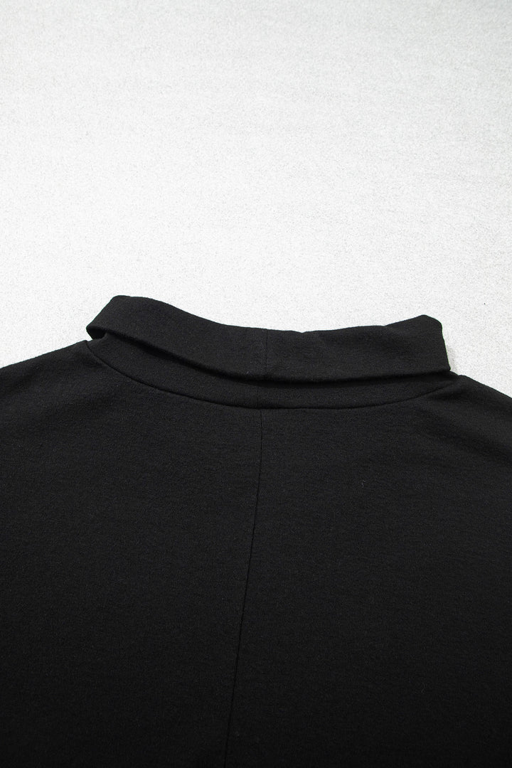 Black High Neck Long Sleeve Top