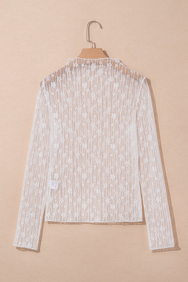 Adalynn Sheer Floral Lace Long Sleeve Top