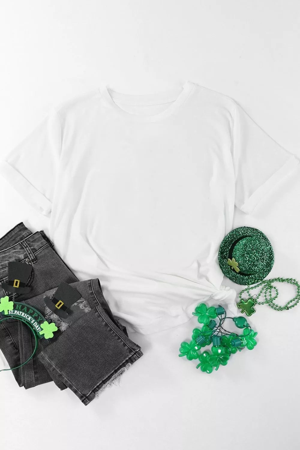 Round Neck Rolled Sleeve T-Shirt