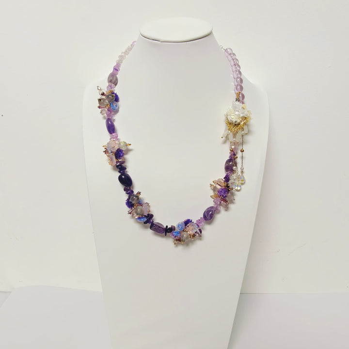 Handmade Premium Crystal Necklace |  Artisan Woven Jewelry with Alloy Accents  | Elegant Sparkling Statement Necklace for Women (MAC345)