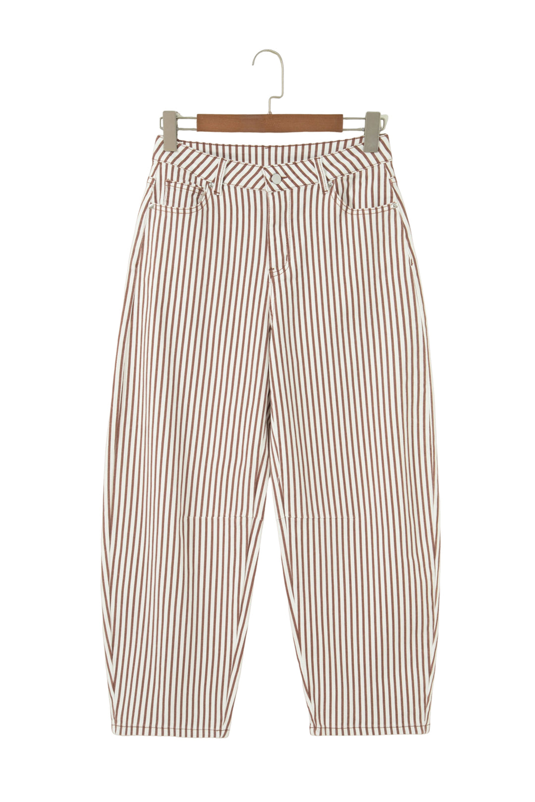 Sky Blue Stripe Casual Barrel Jeans