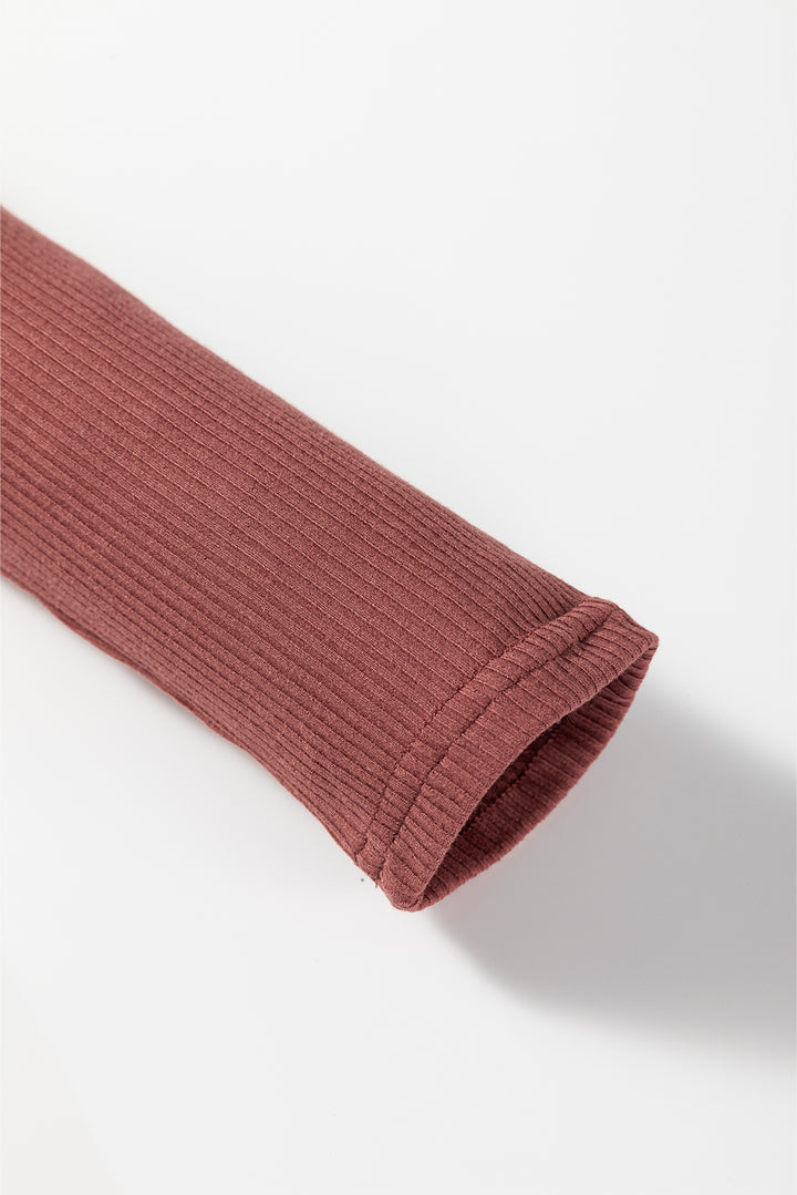 Black Ribbed Long Sleeve Crew Neck Solid Color Bodysuit