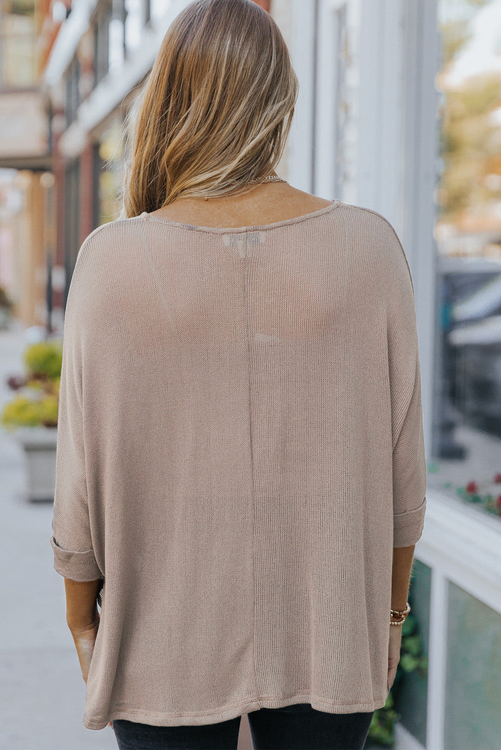 Khaki Lightweight Knit Oversize Blouse