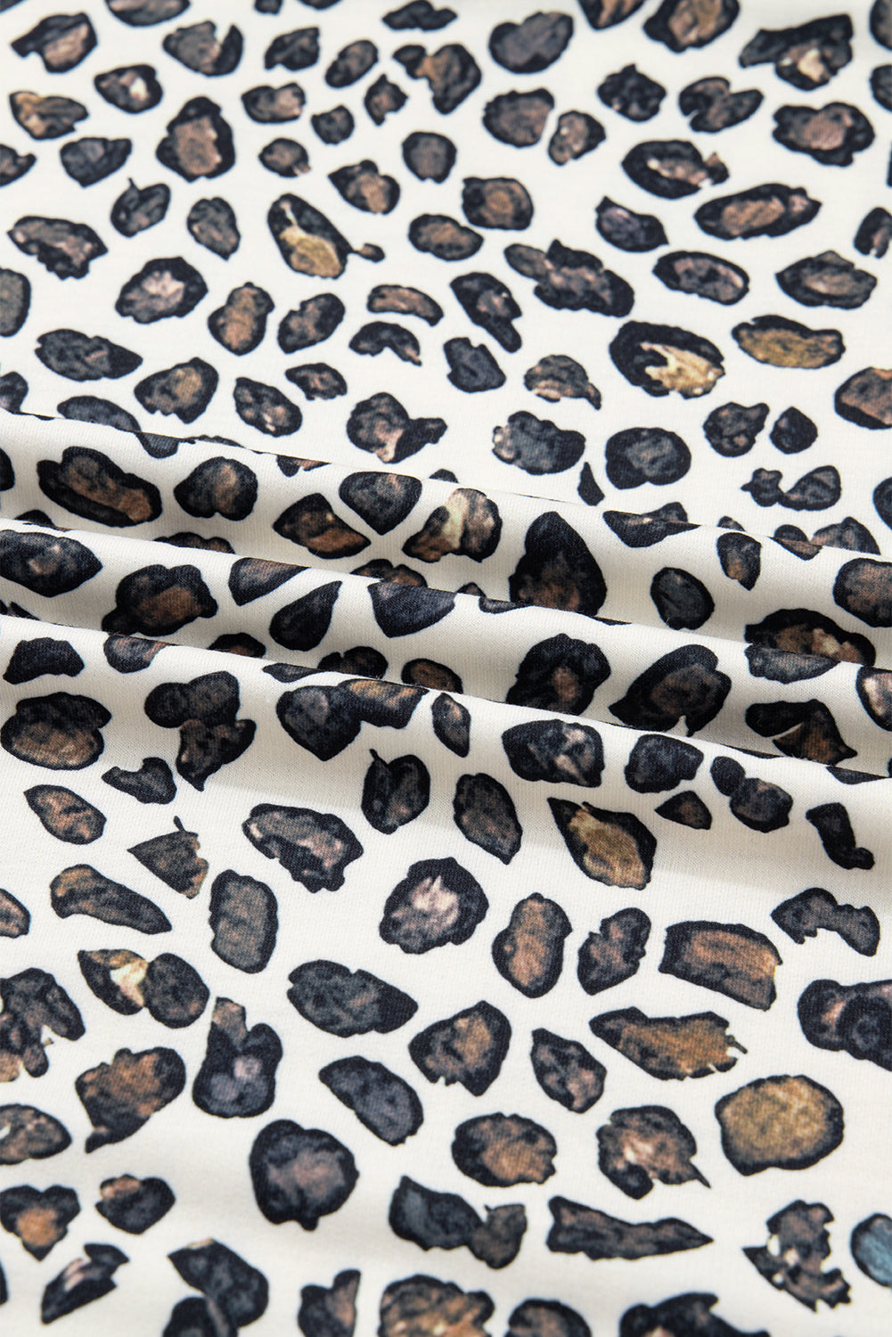 Khaki Plus Size Leopard Loose Pullover Casual Shorts 2pcs Outfit