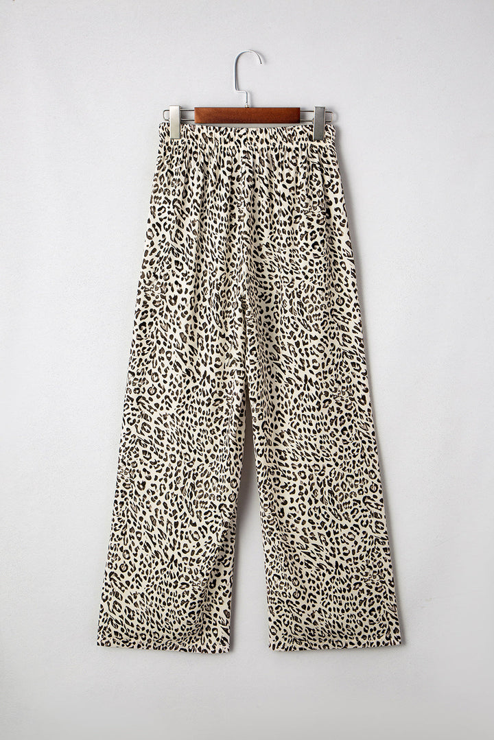 Mabel Leopard Drawstring Elastic Waistband Loose Pants