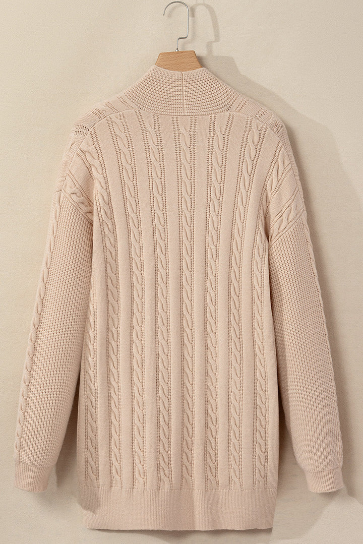 Jade Oversize Chunky Cable Knit Midi-length Cardigan