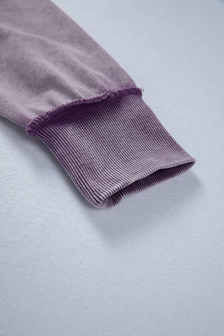 Valerian Mineral Wash Exposed Seam Side Slit Sweatshirt