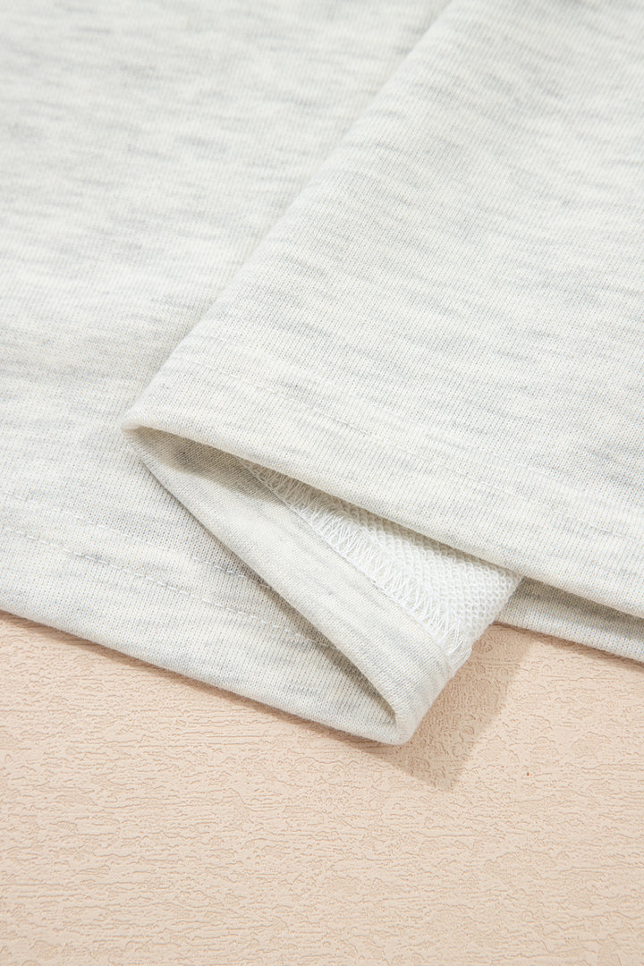 Beige Plus Size Contrast Denim Patchwork Cuffed Sleeve Polo Tee