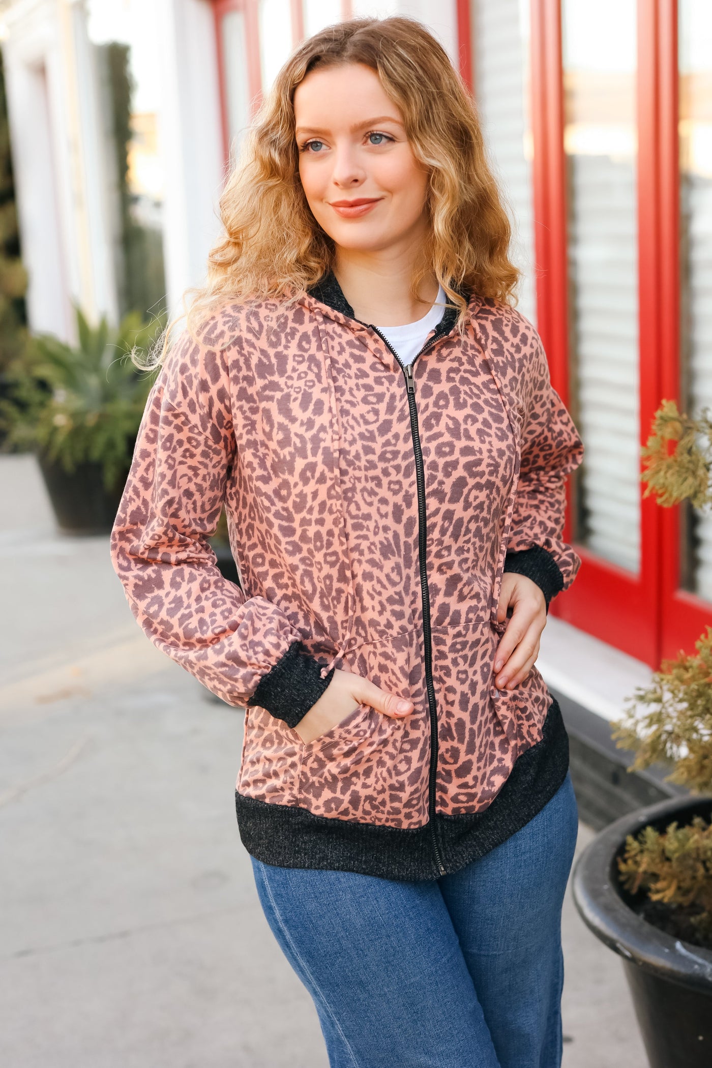 Feeling Bold Animal Print French Terry Zip Up Hoodie - Sybaritic Bags & Clothing