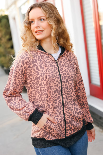 Feeling Bold Animal Print French Terry Zip Up Hoodie - Sybaritic Bags & Clothing