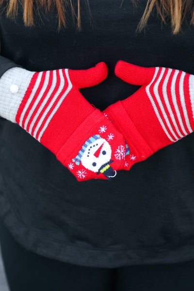 Snowman Fingerless Gloves with Convertible Mittens - Sybaritic Bags & Clothing