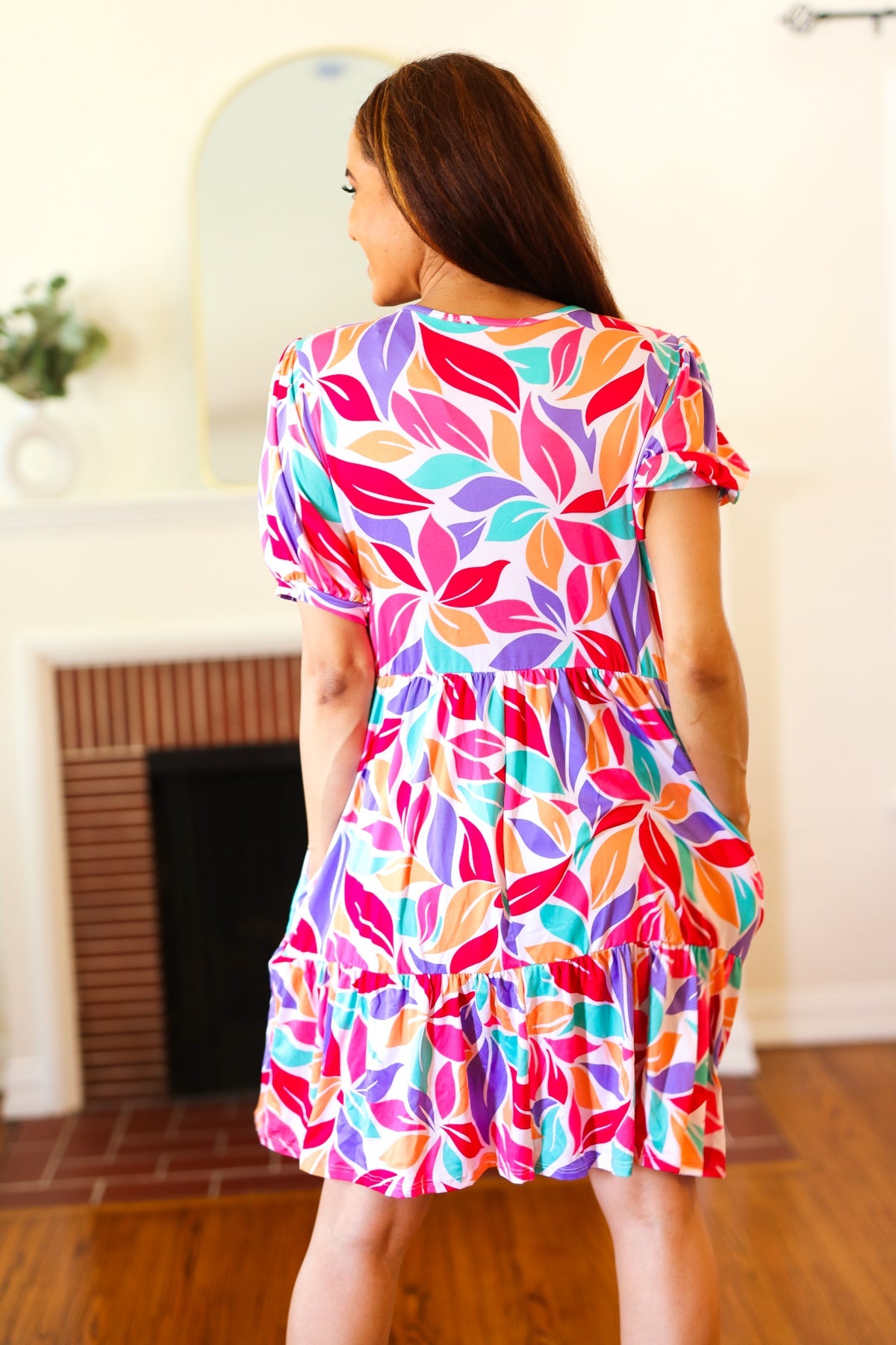 Feel Your Best Multicolor Floral Tiered Front Tie Pocketed Dress - Sybaritic Bags & Clothing