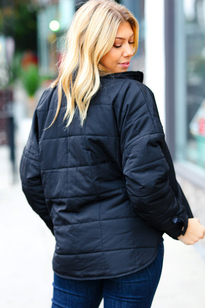 Eyes On You Black Quilted Puffer Jacket - Sybaritic Bags & Clothing